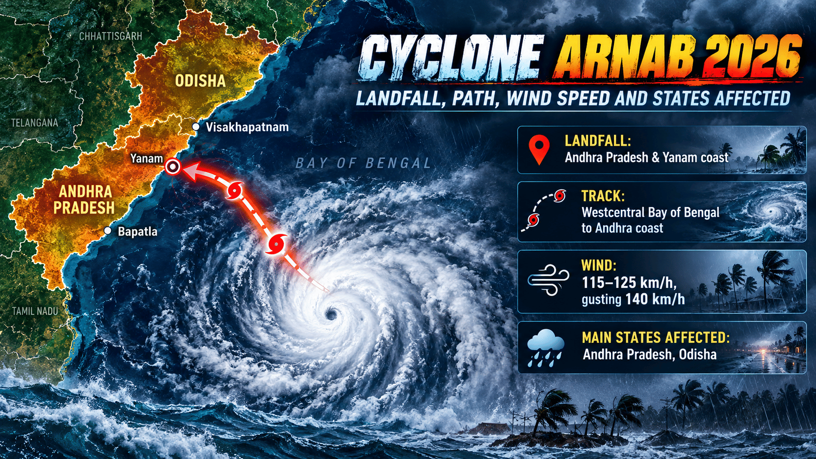 Cyclone Arnab 2026: Landfall, Path and Wind Speed | BigHaat