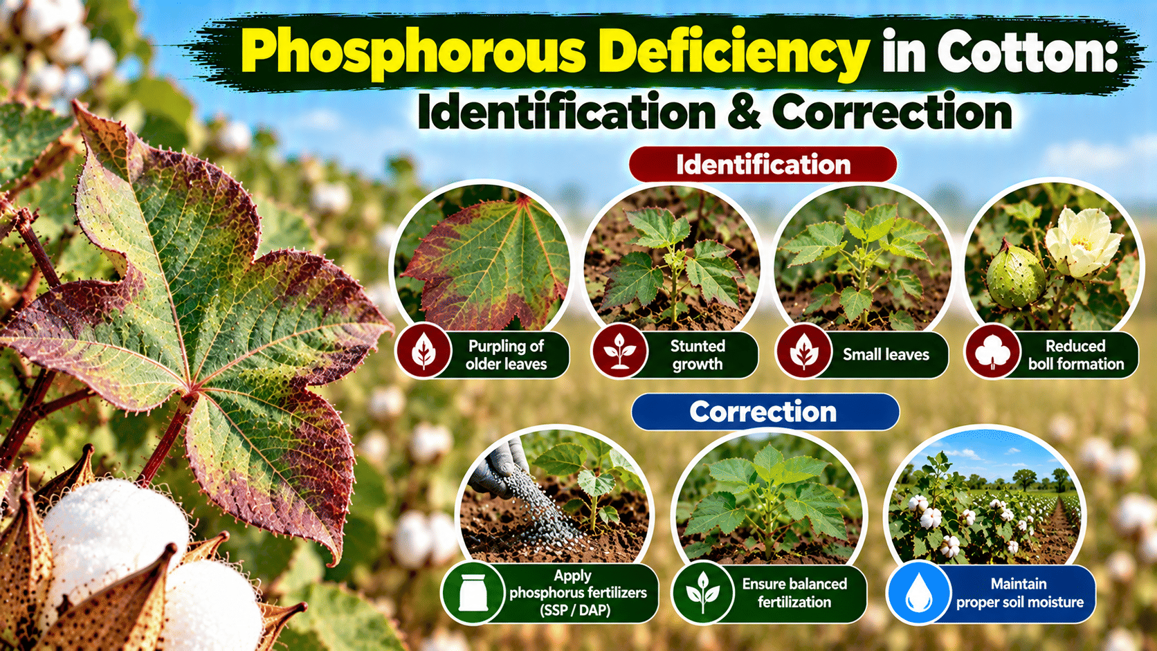 Phosphorus Deficiency in Cotton: Signs and Correction | BigHaat
